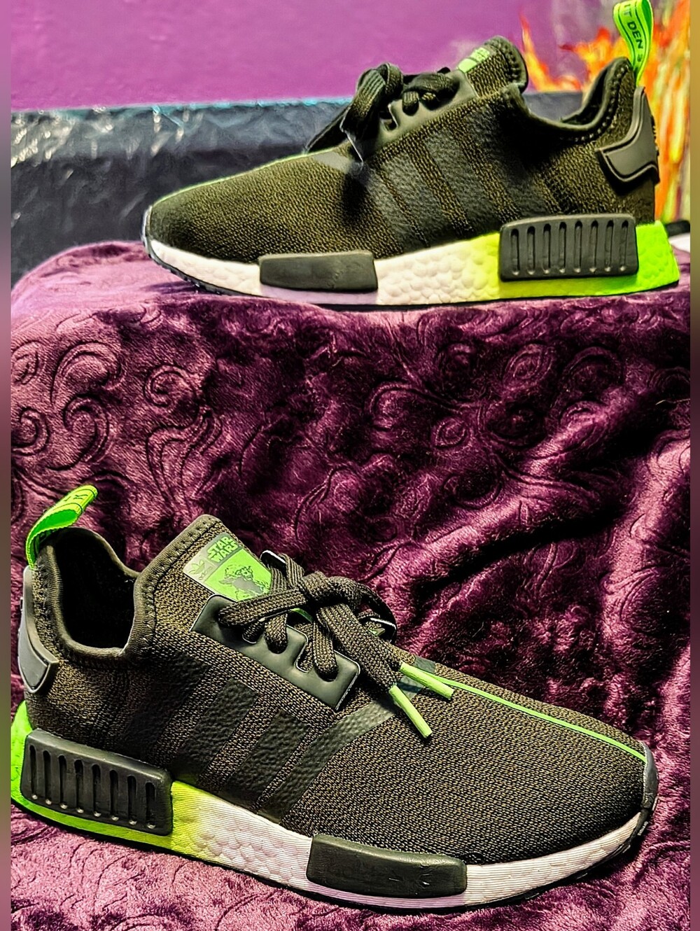 (NWOT) Adidas "NMD R1" -Star Wars Yoda- in 'Legend Earth Green' Primeknit . . .